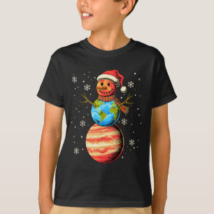Planets Snowman Space Funny Christmas Astronomy Fo T-Shirt