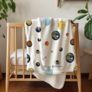 Planets Solar System Personalized Baby Sherpa Blanket