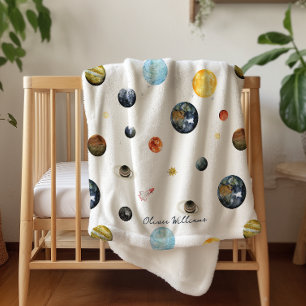 Planets Solar System Personalized Baby Sherpa Blanket