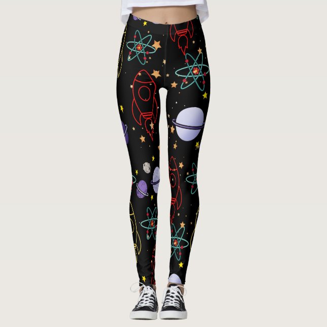 Planets, Stars and Rocket Ships Leggings (Front)