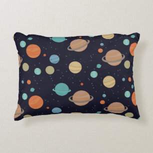 Planets, stars, galaxy accent pillow
