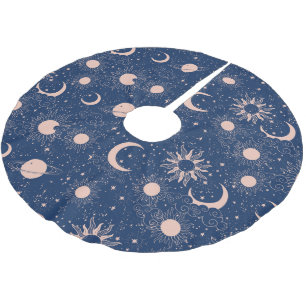 Planets & Stars Pattern Brushed Polyester Tree Skirt