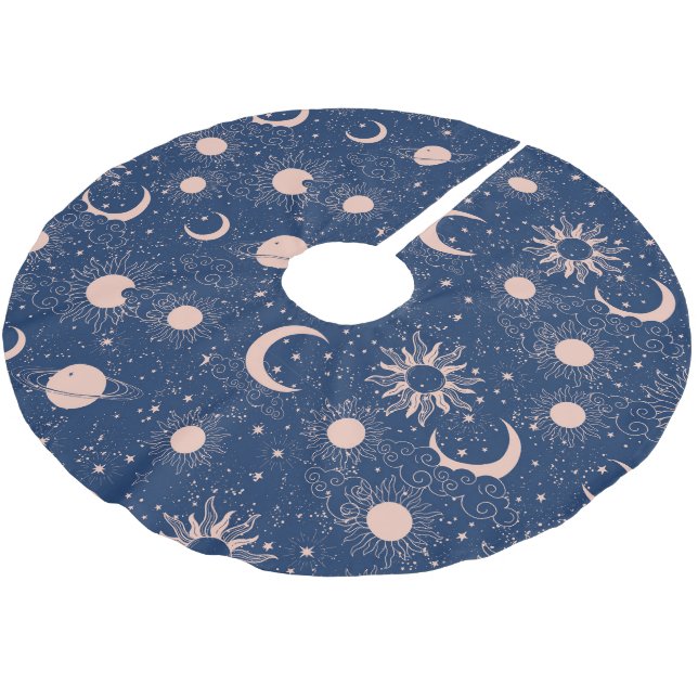 Planets & Stars Pattern Brushed Polyester Tree Skirt (Angled)