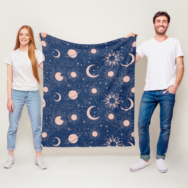 Planets & Stars Pattern Fleece Blanket (In Situ)