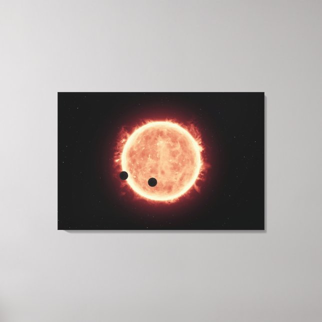 Planets Transiting Red Dwarf Star In Trappist-1 Canvas Print (Front)