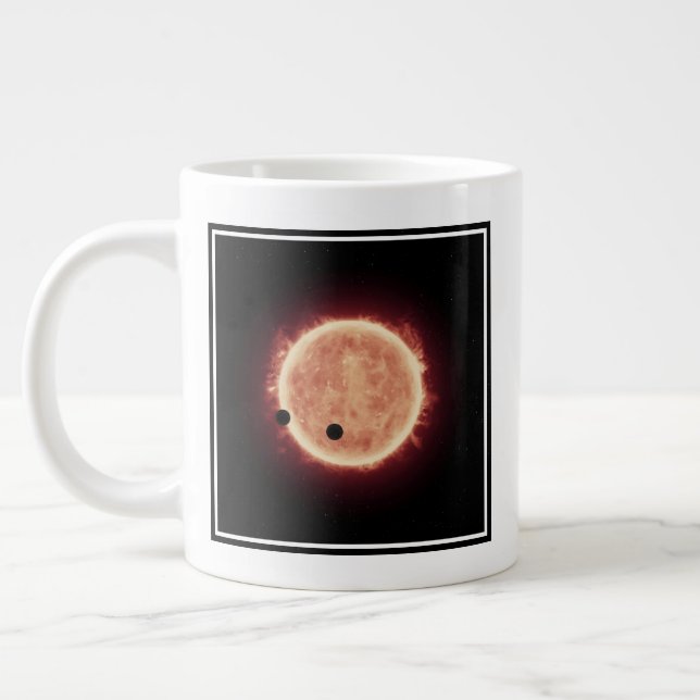 Planets Transiting Red Dwarf Star In Trappist-1 Large Coffee Mug (Left)