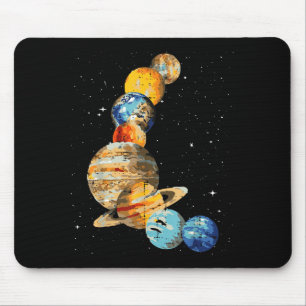 Planets Watercolor Painting Space Galaxy Art Men W Mouse Pad