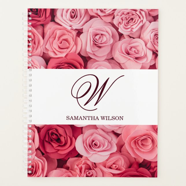 Planeur Mariage Floral Annuaire Monogramme (Devant)
