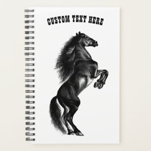Planificateur à cheval sauvage noir dressé - Texte