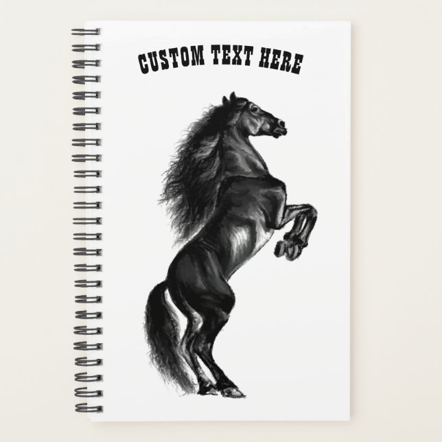 Planificateur à cheval sauvage noir dressé - Texte (Devant)