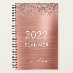 Planificateur à monogramme avec strass rose gold 2