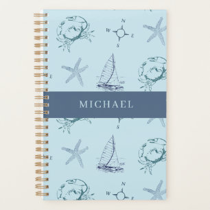 Planificateur à motif de bateau étoile de mer crab