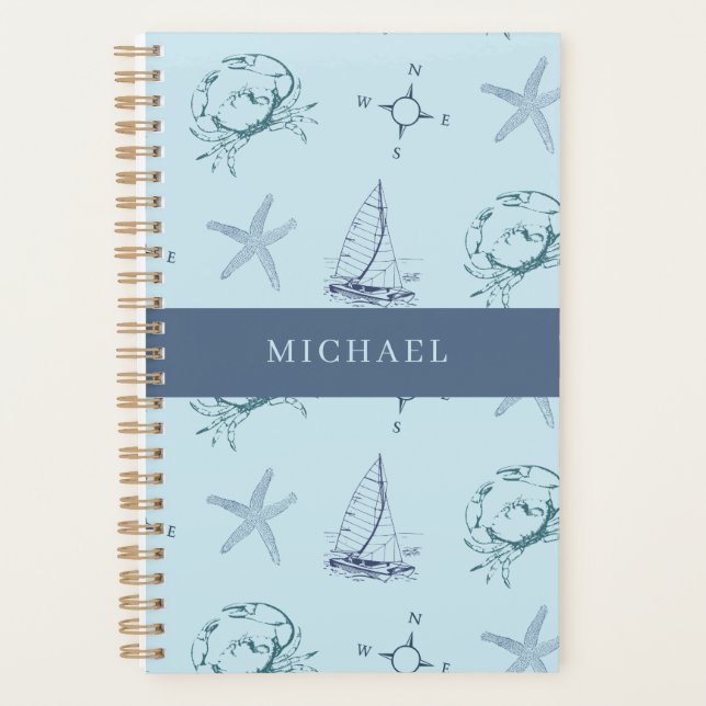 Planificateur à motif de bateau étoile de mer crab (Devant)