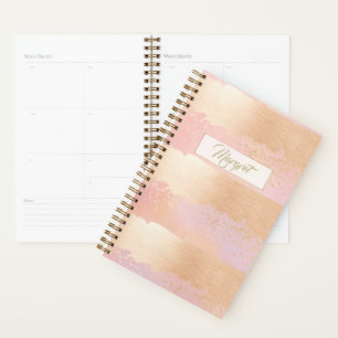 Planificateur à rayures or et blush