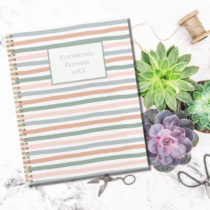Planificateur annuel Bohème rayé rose bleu vert sa