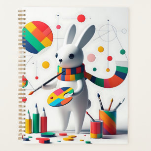 Planificateur avec un charmant lapin blanc