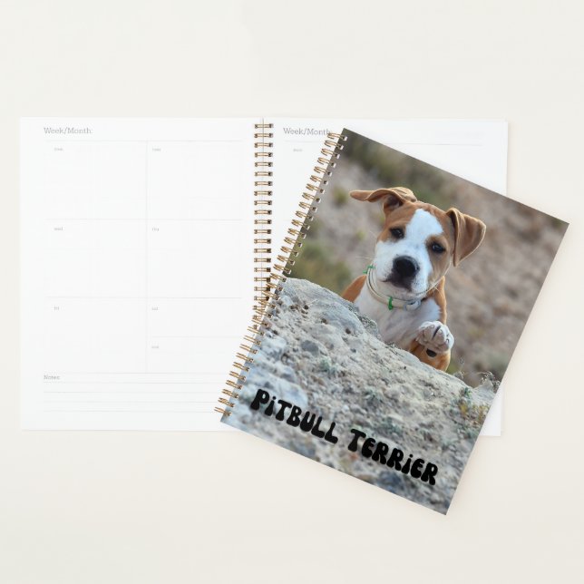 Planificateur calendrier Pitbull Terrier Puppy (Devant avec enveloppe)