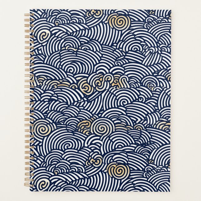 Planificateur Chiyogami blanc et bleu (Devant)
