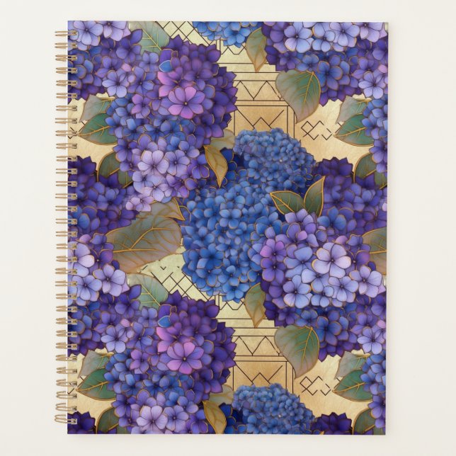 Planificateur Chiyogami Hydrangea bleu et violet (Devant)