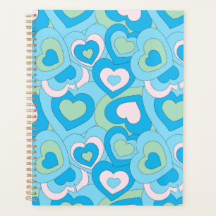 Planificateur Coeur bleu turquoise rétro