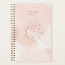 Planificateur Cosmos 2023 | Lune rose pâle et étoi