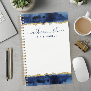 Planificateur d'affaires à l'aquarelle bleu marine