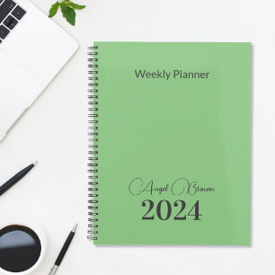 Planificateur d'affaires mensuel turquoise Green W