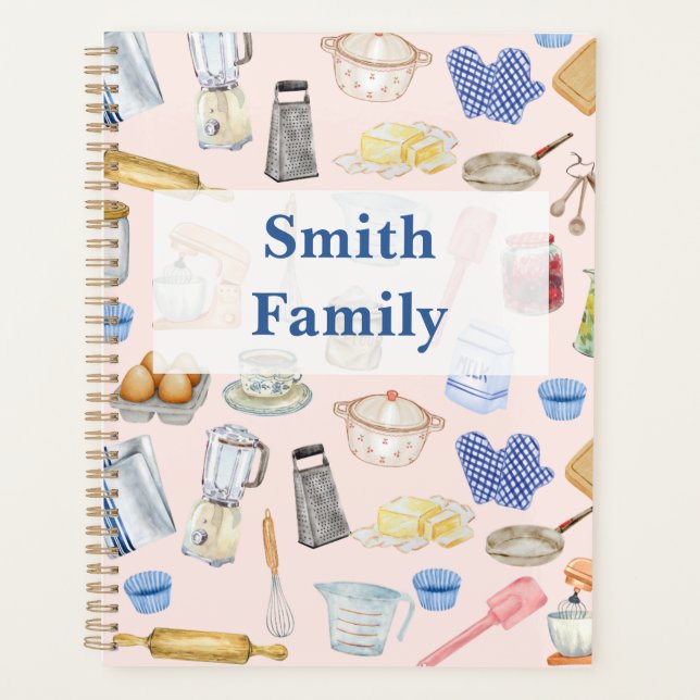Planificateur d'aquarelle de cuisine personnalisé (Devant)
