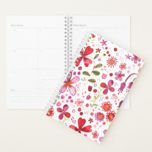 Planificateur d'aquarelle du jardin fleur sauvage