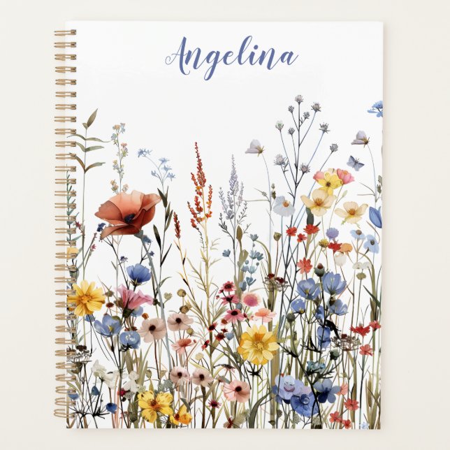 Planificateur d'aquarelle fleur sauvage non daté (Devant)
