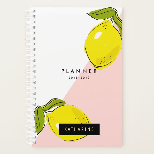 Planificateur de blocs de citron et de rose modern (Devant)