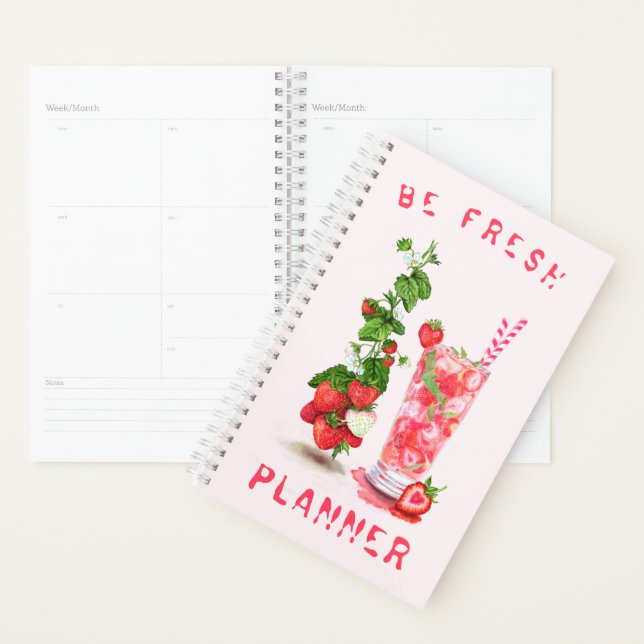 Planificateur de boissons fraises fraîches - Texte (Devant avec enveloppe)