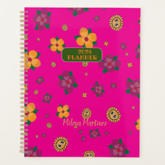 Planificateur de calendrier Fleurs Vert 2025