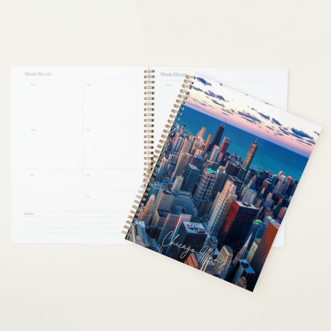 Planificateur de calendrier Skyline de Chicago Ill (Devant avec enveloppe)