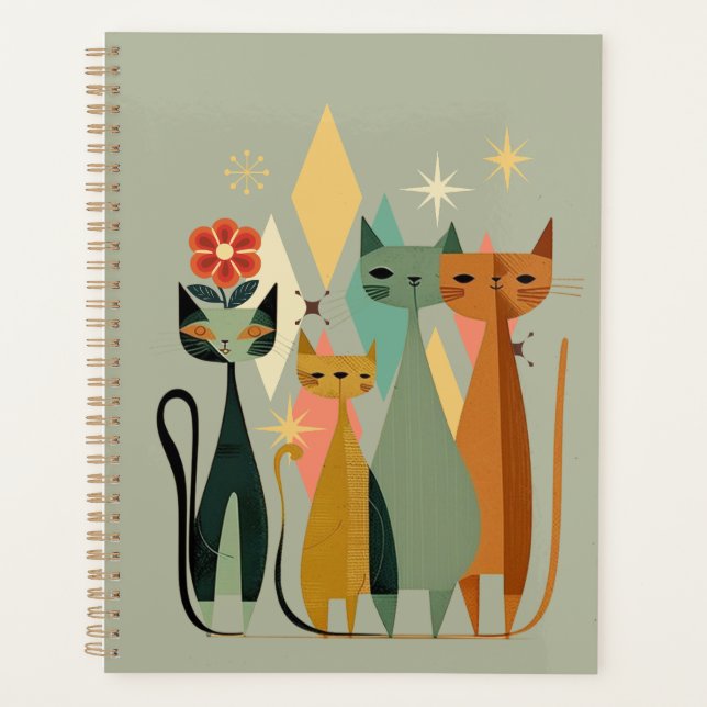 Planificateur de chats rétro, Chats du milieu du s (Devant)
