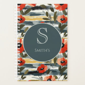 Planificateur de famille aux coquelicots rouges mo