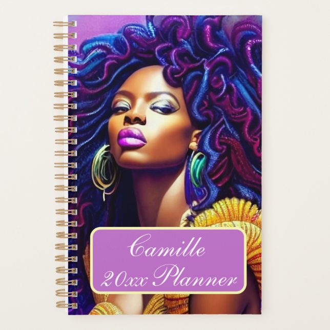 Planificateur de fille noire personnalisable (Devant)