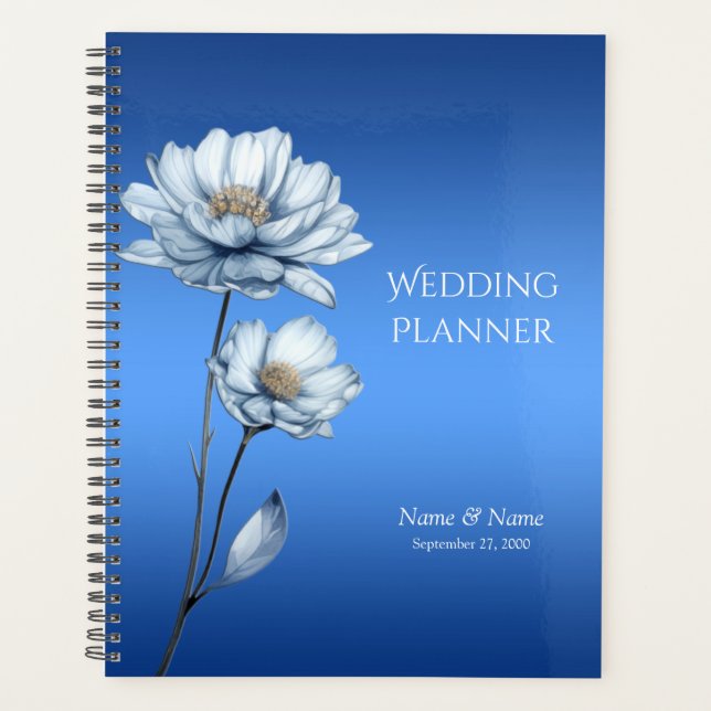 Planificateur de fleurs d'aquarelle bleue (Devant)