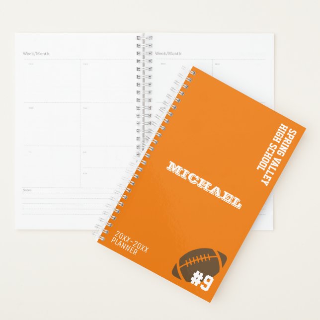 Planificateur de football scolaire personnalisé (Devant avec enveloppe)