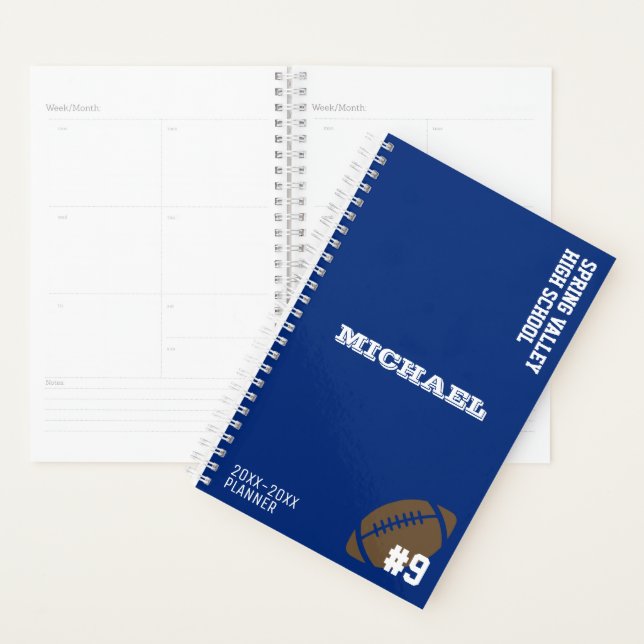 Planificateur de football scolaire personnalisé (Devant avec enveloppe)
