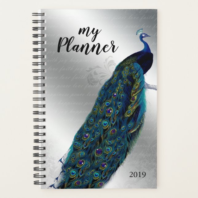 Planificateur de jour de lettre d'argent d'oiseau (Devant)