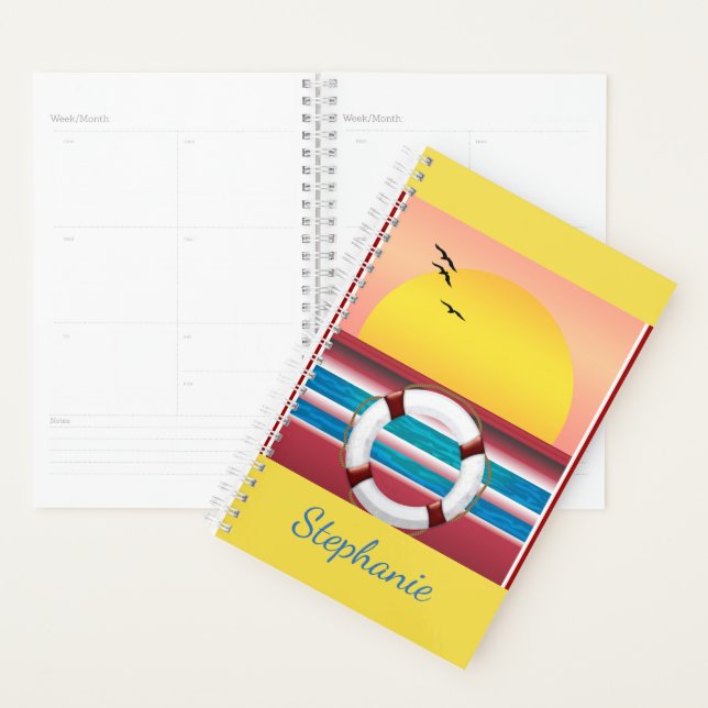 Planificateur de jour personnalisé du coucher du s (Devant avec enveloppe)
