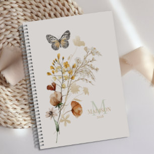 Planificateur de monogramme floral botanique vinta