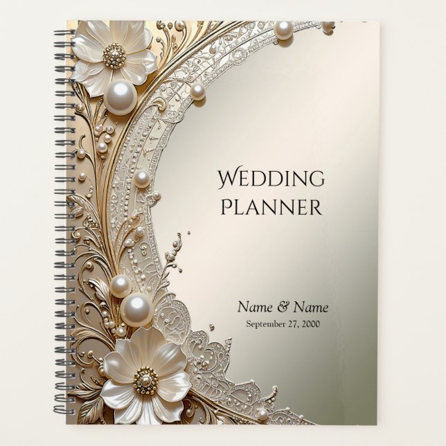 Planificateur de perles de fleurs blanches moderne (Devant)