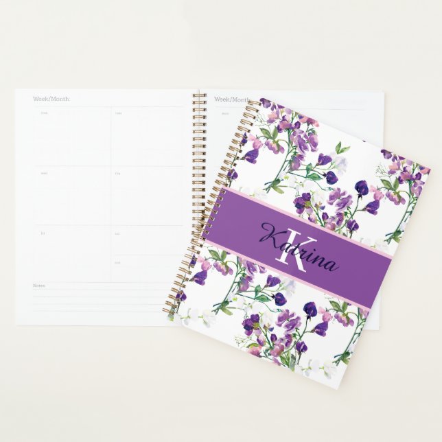 Planificateur de pois doux monogramme (Devant avec enveloppe)