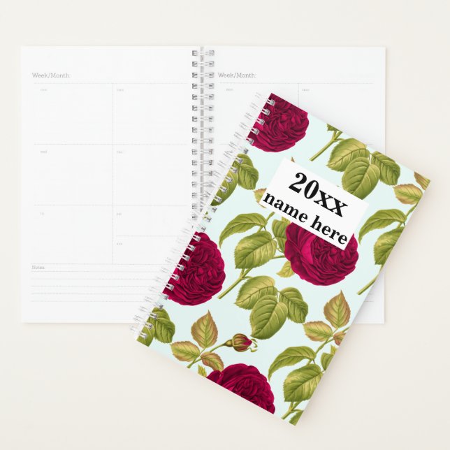 Planificateur de roses rouges personnalisées (Devant avec enveloppe)