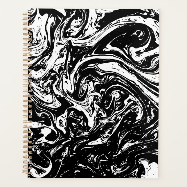Planificateur de style noir et Marbre blanc (Devant)