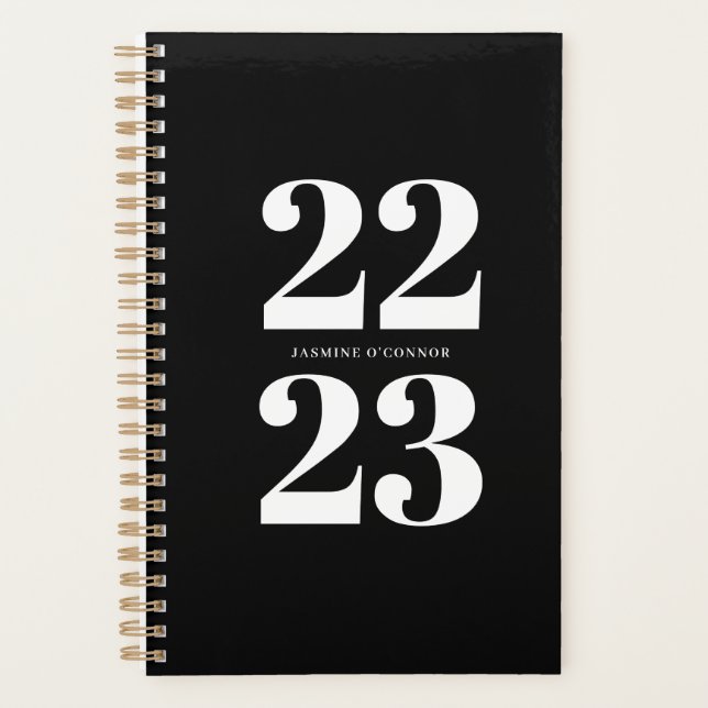 Planificateur de typographie moderne noir blanc (Devant)