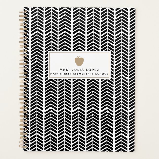 Planificateur d'enseignants Boho Herringbone (Devant)