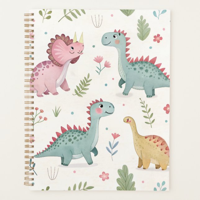 Planificateur Dinosaures Aquarelle (Devant)